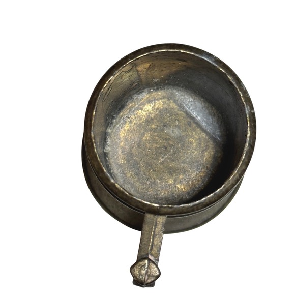 Vintage Brass Mini Stein Tankard Goblet Trinket Dish Lion Crest Handle - Picture 4 of 6